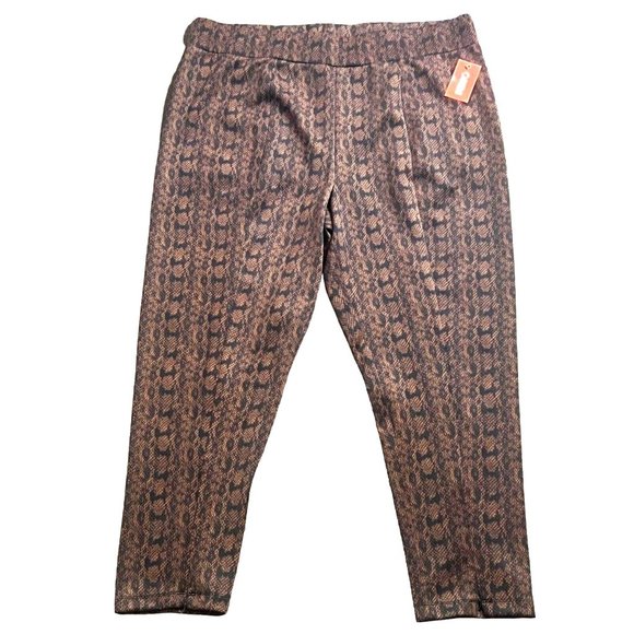 INTEMPO Pants - INTEMPO Women's Plus Size Fitted Scuba Dress Pants Brown Snake Size 3X NWT